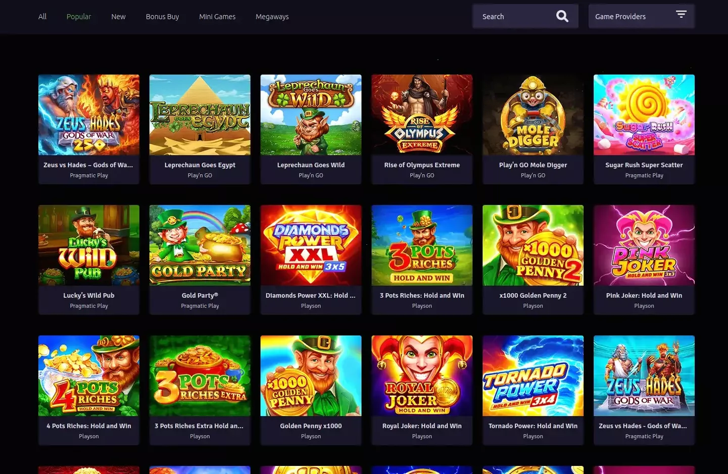 Гет Икс каталог игр